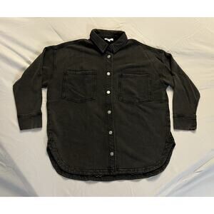 NEW Moco Boutique Women's Go Everywhere Oversized Jacket Black Denim Size Large